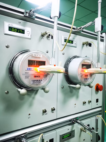 Single Phase Energy Meter Test Bench with Voltage Source and Current Source