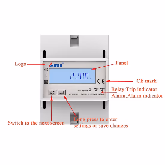 AT100g Single Phase DIN Rail Energy Meters, DIN Rail Meter, Energy Meter, Power Meter